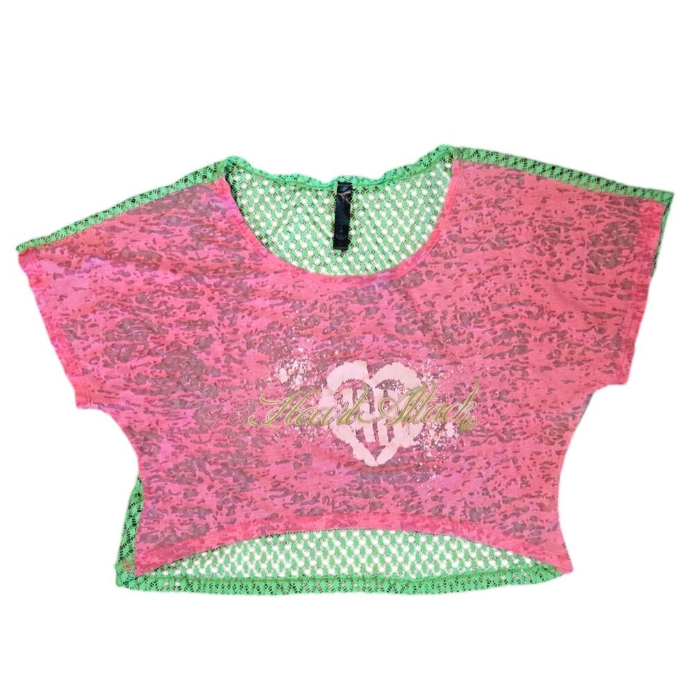 Heart Attack Jersey Crop Top Size XL